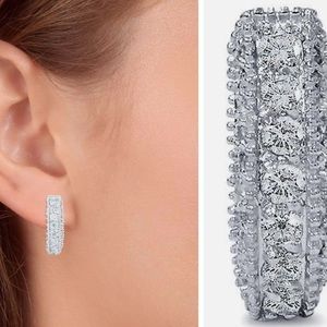 fashion crystal hoops 1 inch silver new